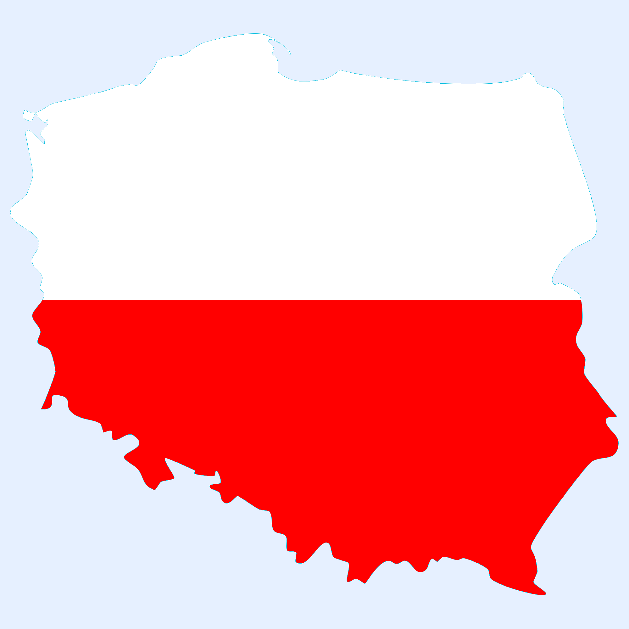 kontur mapy polski wypełniony flagą narodową w kolorze białym i czerwonym